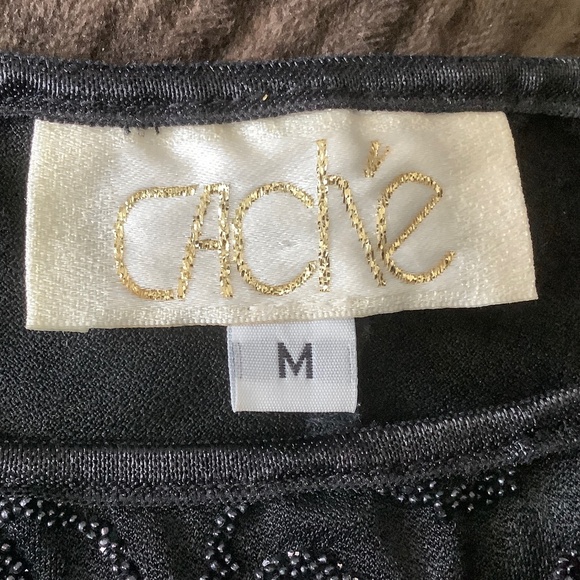 Vintage Cache Sleeveless Black fully Beaded Long Evening Gown, Size M - Picture 10 of 15